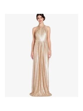 Adrianna Papell Gold Sequin Isabelle Formal Gown Dress NWT 12 Event Dress